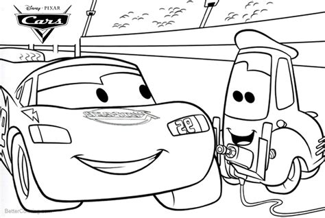 cars pixar coloring pages lightning mcqueen lineart  printable