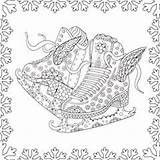 Coloring Zentangle Printable Pages Skating Figure sketch template