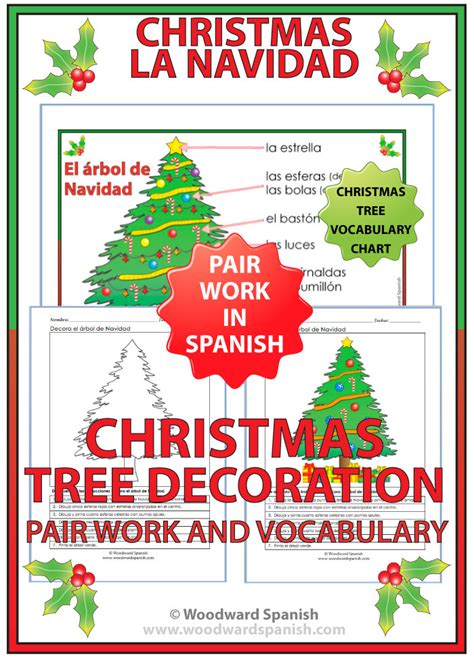 christmas tree decoration pair work  spanish woodward spanish