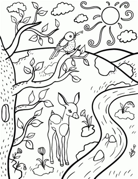 simple spring coloring pages  children afvj