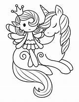 Unicorn Coloring Fairy Pages Printable sketch template