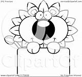 Mascot Dandelion Lion Flower Happy Over Clipart Cartoon Sign Cory Thoman Outlined Coloring Vector 2021 sketch template