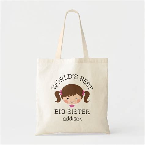 worlds best big sister brown hair personalized tote bag zazzle