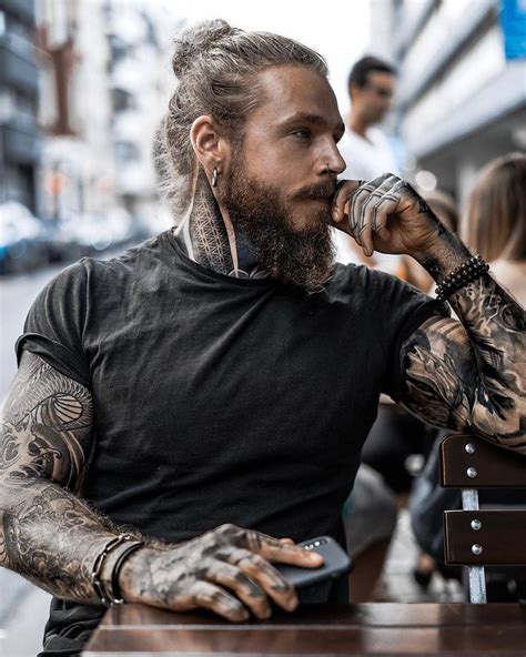 Inked Men Top Knot Hairstyles Mens Hairstyles Bart Tattoo Tattoo