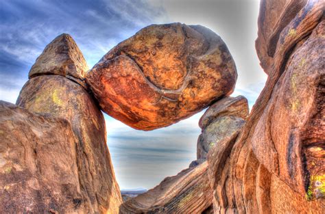 balanced rock  big bend national park texas image  stock photo