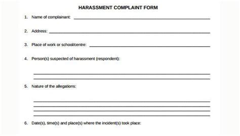 sample harassment complaint forms 8 free documents in word pdf free