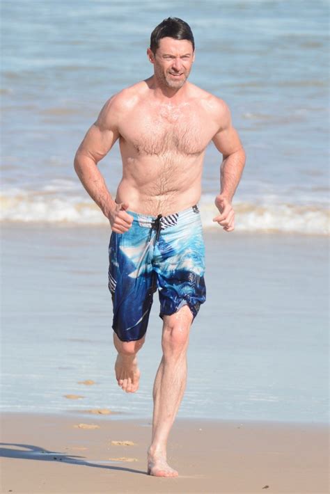 hugh jackman jaunts down the beach and more star snaps page six