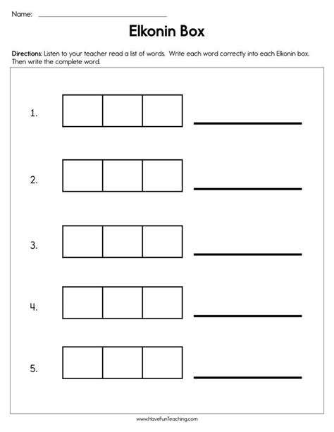 elkonin box worksheets kindergarten artofit