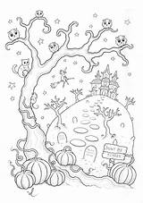 Halloween Coloring Haunted Pages Kids Color Mansion Children Coloriage Colouring Dessin Peur Qui Simple Fait Adult Monstre Printable Adults Drawing sketch template