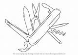 Knife Swiss Army Draw Drawing Step Knives Tutorials Drawingtutorials101 sketch template