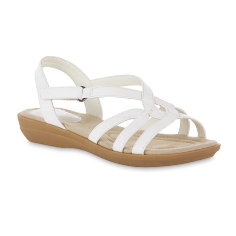 basic editions womens mikayla wide sling  sandal white