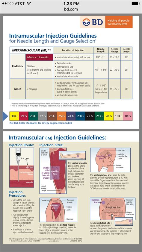 im injection sites gauge sizes