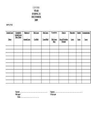 Staff Annual Leave Record Template