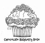 Cupcake Coloring Raspberry Chocolate Rose Cupcakes Netart Print Cakes Color Colour sketch template
