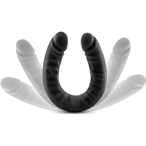 ruse silicone double headed dildo black sex toys and adult novelties