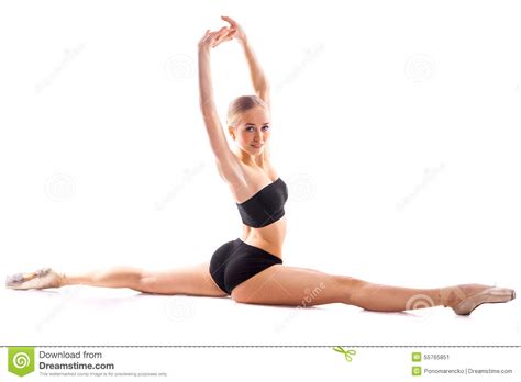 Ballerina In Splits Posing On White Background Stock Image