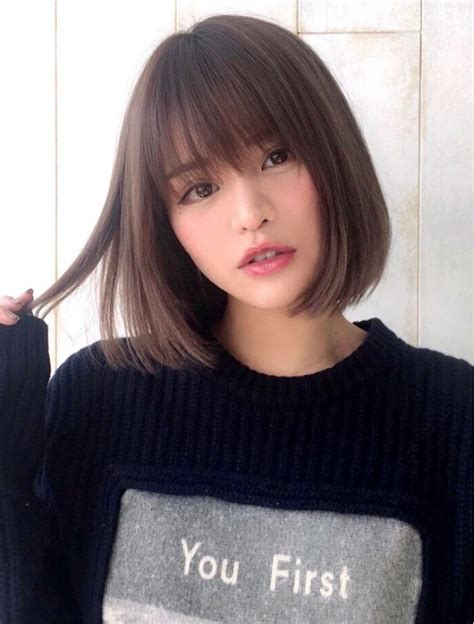 K Style Straight Short Hair With Bangs Korean Style