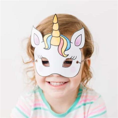 unicorn mask printable coloring craft friday freebies happy paper time