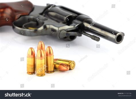 classic mm revolver handgun bullets  stock photo edit
