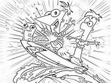 Ferb Phineas Fineasz Kolorowanki Surfeando Dziobak Desce Perny Pobrania Kolorowanka Druku Perry Pokoloruj sketch template