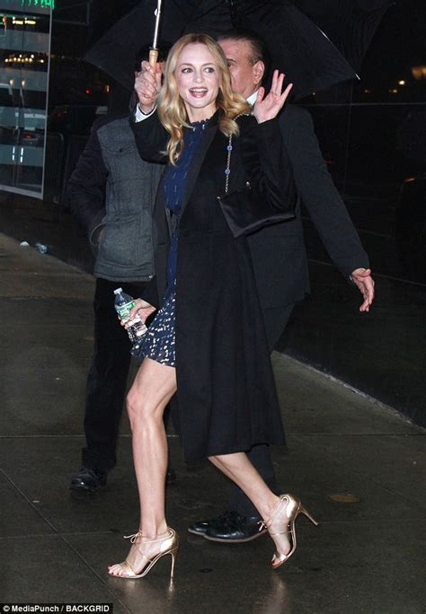 heather graham wears gorgeous navy mini dress in new york daily mail online