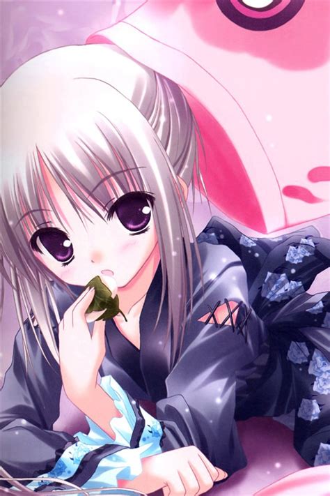 kimono anime girl comer iphone xgs fondos