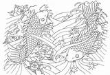 Coloriage Coloriages Dessin Fische Relaxation Peces Japonesas Colorier Erwachsene Geisha sketch template
