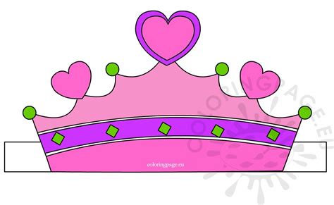 printable pink paper princess crown coloring page