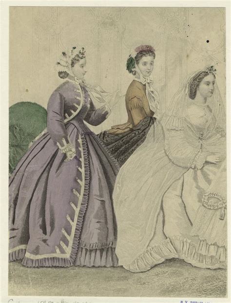 Woman In Wedding Dress With Other Women In A Room United States 1860s