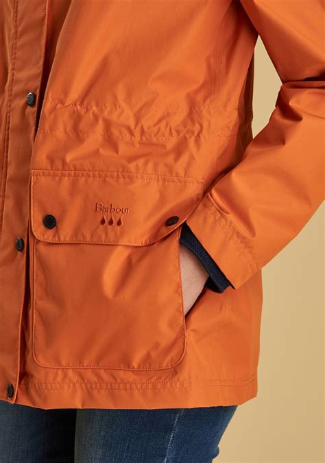 Barbour Womens Drizzel Waterproof Jacket Orange Mcelhinneys