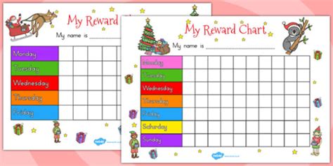 christmas themed reward chart teacher