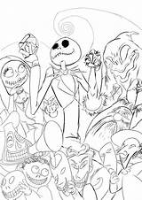 Nightmare Before Christmas Coloring Pages Line Xmas Printable Halloween Characters Tim Burton Disney Drawing Colouring Deviantart Colorare Da Disegni Jack sketch template