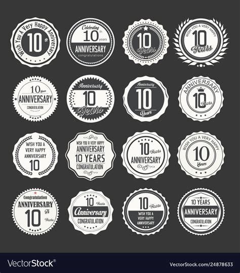 anniversary retro labels  years collection  vector image