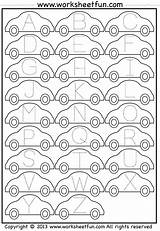 Tracing Worksheet Letter Printable Worksheets Car Letters Alphabet Kindergarten Pages Preschool Cars Printables Worksheetfun Abc Capital Category Small Activities Transportation sketch template