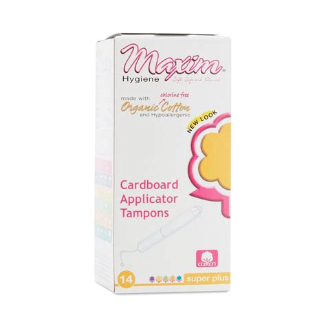 organic cardboard applicator tampons super plus by maxim hygiene