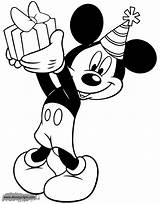 Mickey Coloring Birthday Mouse Pages Disneyclips Present sketch template