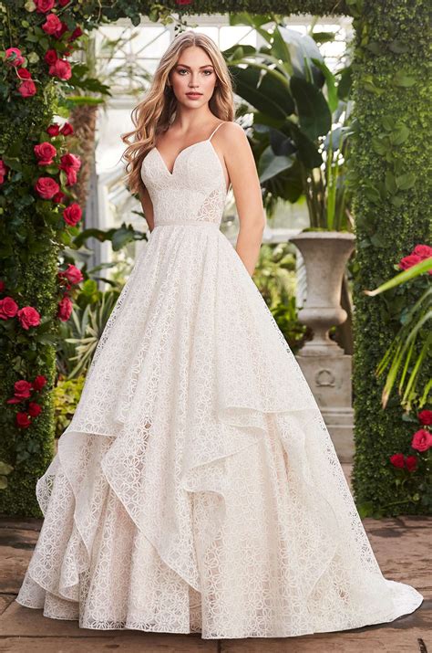 Geometric Lace Wedding Dress Style 2269 Mikaella Bridal