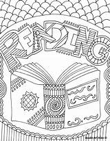 Library Coloring Reading Pages sketch template