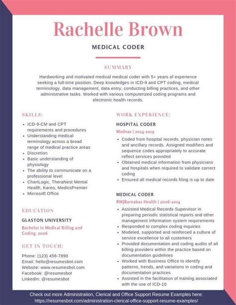 medical coding resume template