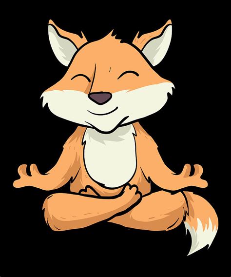cute fox  meditation pose crossed legs yoga tapestry textile