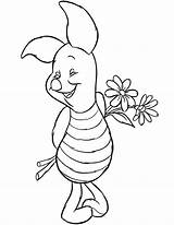 Piglet Coloring Pages Winnie Pooh Flowers Color Print Kids Printable Holding Popular Animated Rocks Library Clipart Laughing sketch template