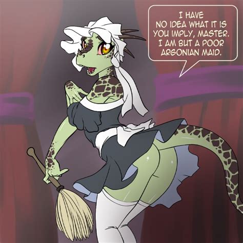 rule 34 1girl argonian ass female french maid lifts her