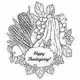 Thanksgiving Coloring Pages Happy Adults Fruits Corn Adult Color Harvest October Printable Vegetables Fall Kids Sheets Berries Various Book Fruit sketch template