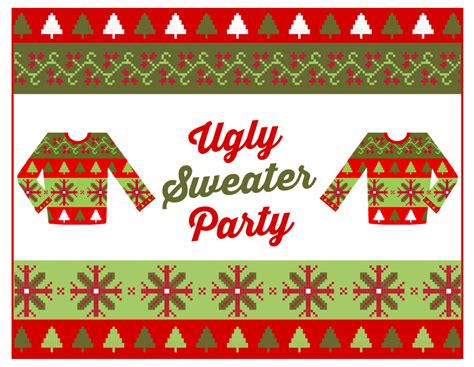 festive  ugly sweater party printables catch  party