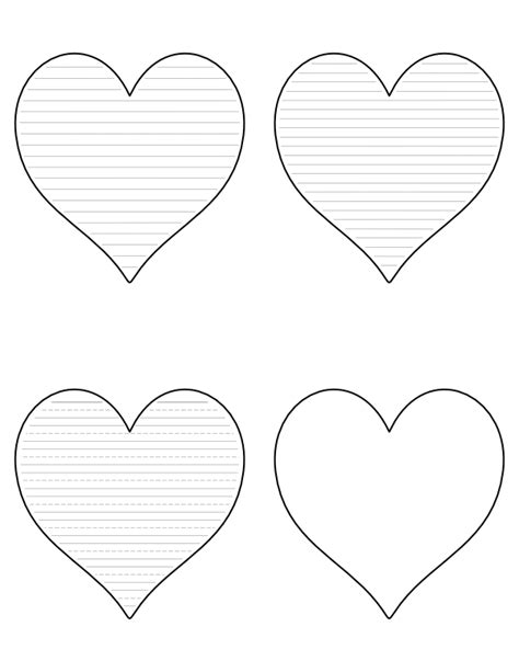 printable heart shaped writing templates