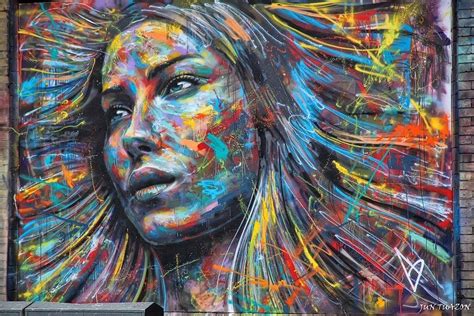 colorful spray paint portrait   beautiful girl  london graffiti