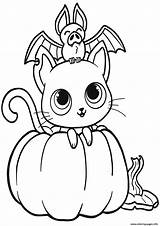 Halloween Coloring Pages Pumpkin Cat Bat Printable Print Pumpkins Bats Drawing Supercoloring sketch template