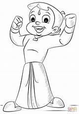 Bheem Chhota Coloring Pages Drawing Cartoon Kids Supercoloring Drawings Easy Printable Super Dot Book Draw Color sketch template