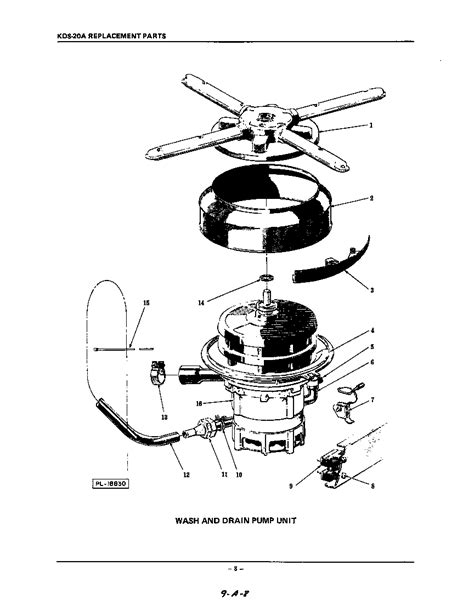 wash  drain pump diagram parts list  model kdsa kitchenaid parts dishwasher parts