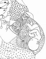 Hippie Colouring Colorier Printable Adulte Birth Naissance Embarazo Midwifery Child sketch template